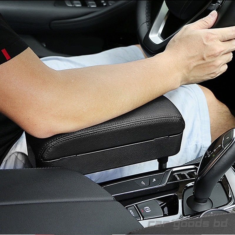 Car Armrest Storage PU Leather Elbow Support Cushion Adjustable Height Auto Elbow Universal Arm Rest Box Organizer Accessories