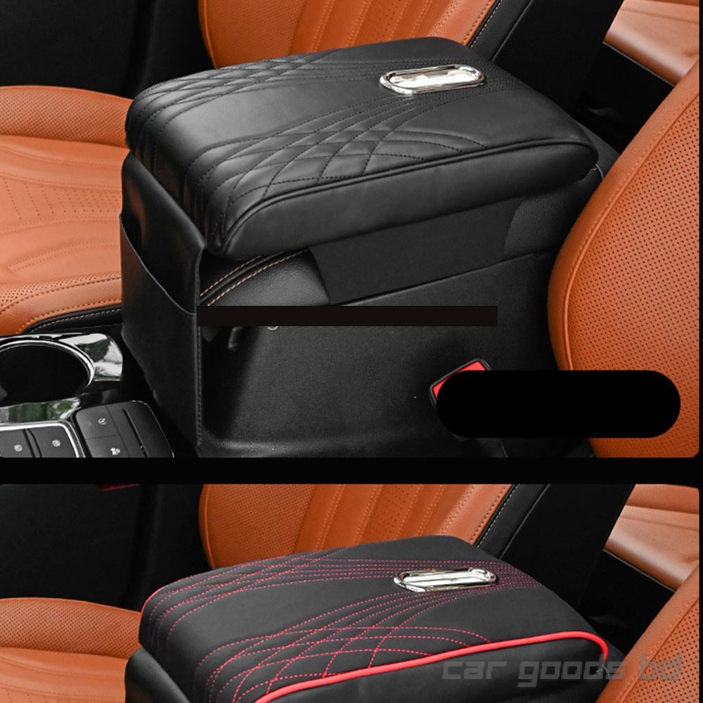 Car Armrest Cover Cushion Front Seat Arm Rest Box Pad Universal Elbow Support with Storage Bag Car Phone Key And Tissue Box Organizer